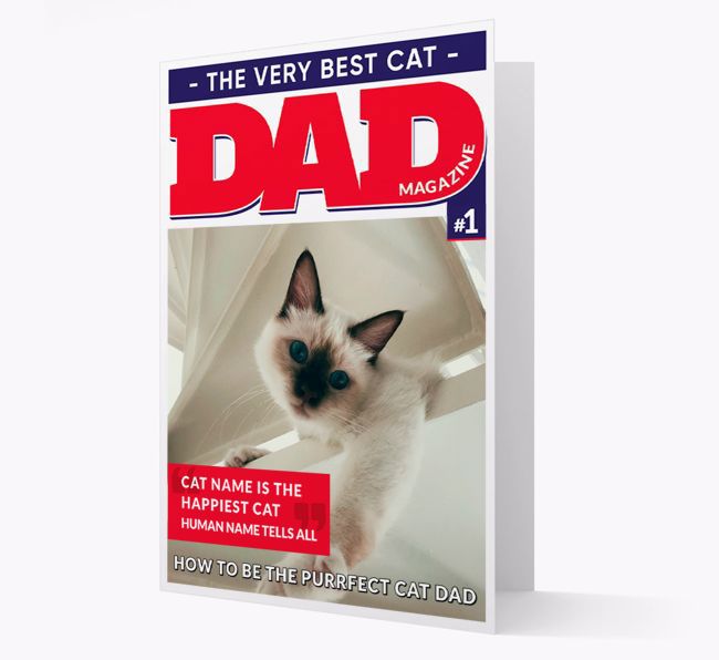 Best Cat Dad Magazine Cover: {breedCommonName} Photo Upload Card